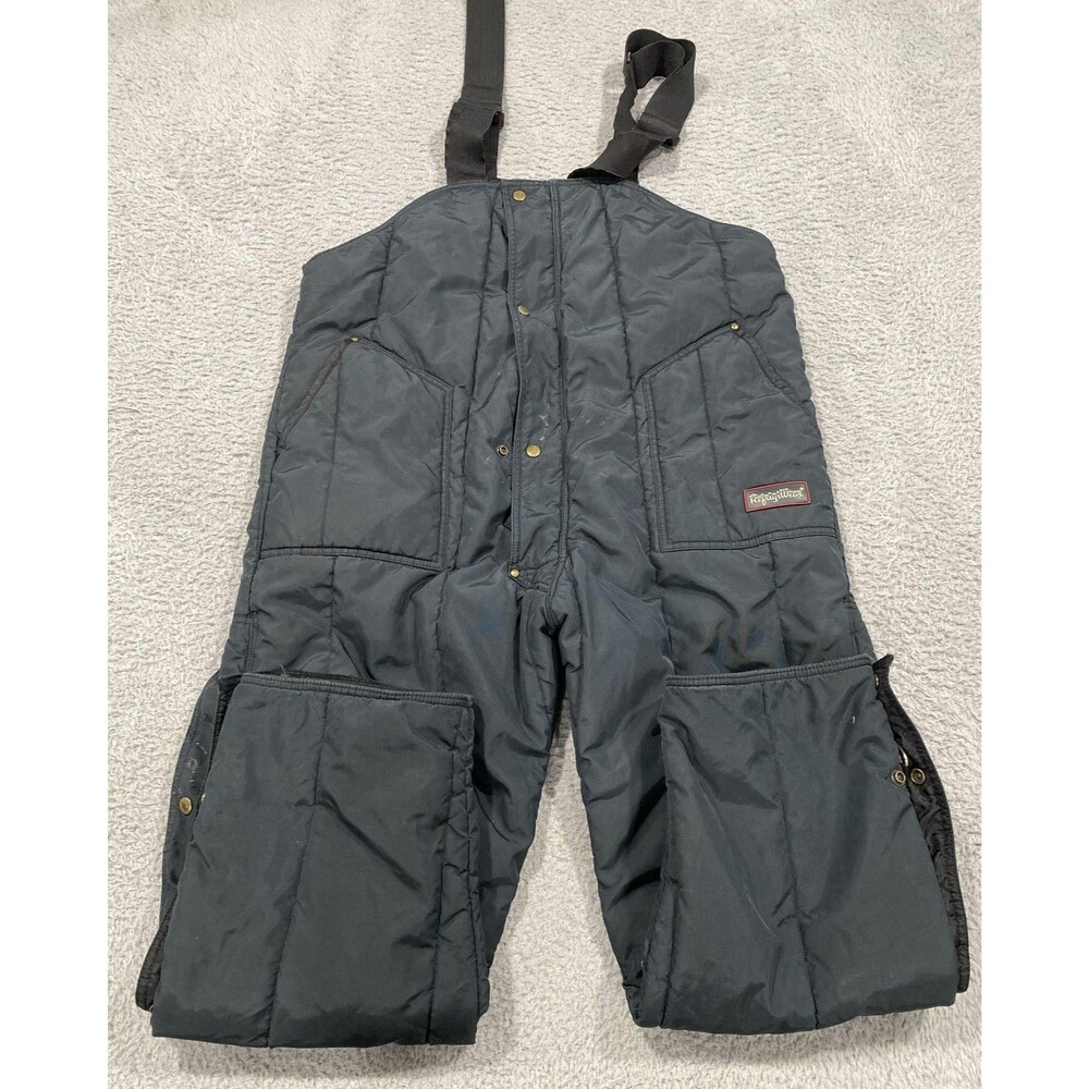 RefrigiWear Bib Overalls Mens Large Black Nylon Insulated Workwear Freezer Pants